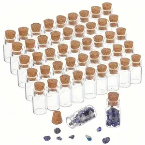 Mini 10ML Clear Glass Jars with Cork Stoppers, Ideal for DIY Crafts, Wedding Decor, Party Favors, Hand Wash Only, Oval-Shaped Bottles