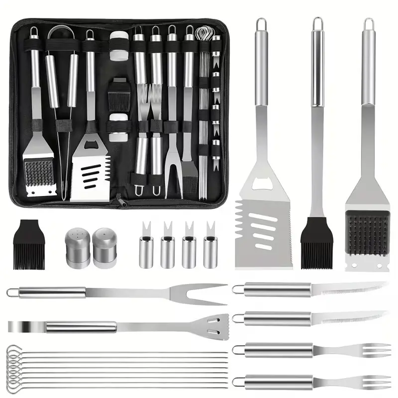 15/24pcs BBQ Grill Tool Set, Barbecue Accessories Kit for Men, Indoor-Outdoor Cooking Tools, Camping Essentials, Father's Day Gift