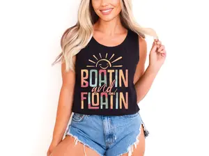 Boatin’ And Floatin’ Black Unisex Tank Top