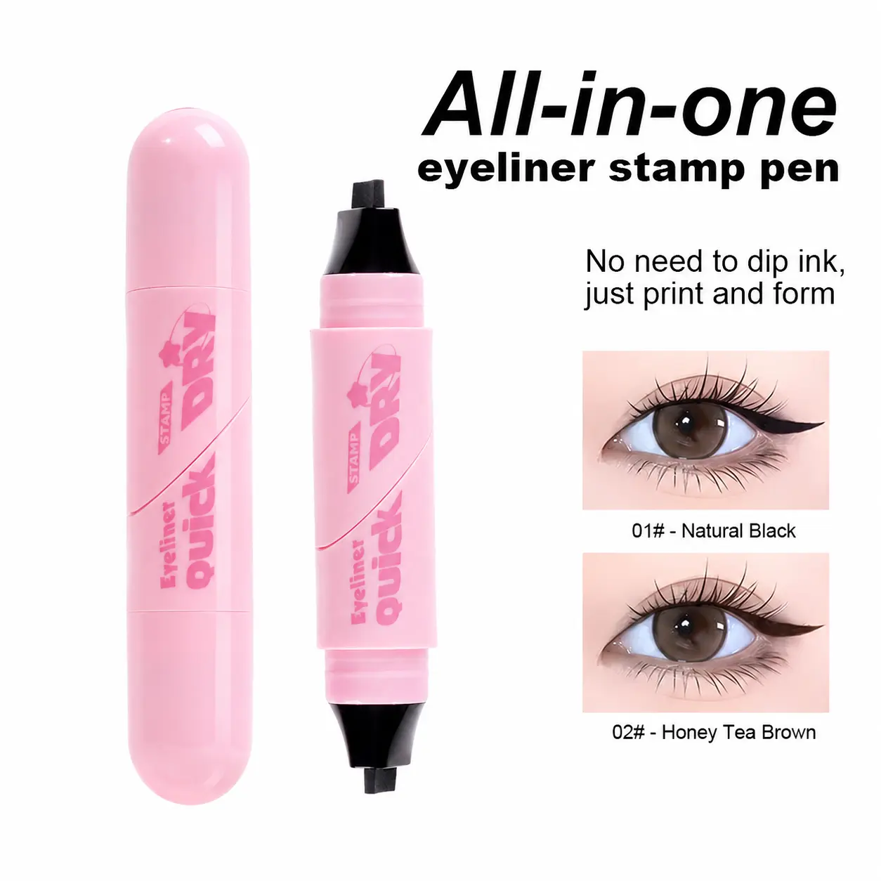 Rotating Eyeliner Stamp Pen, Liquid Eyeliner Pen, Winged Eyeliner Stamp, Dual Ended Eyeliner, Fast-Drying, Long-Lasting, Smudge-Proof, Cat Eye Makeup, Women's Cosmetics, Eye Makeup Products, Eyeliner Pens, Gift