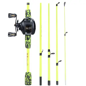 Sougayilang 2&5 Sections Casting Fishing Rod and Bait casting Fishing Reel with EVA Handle Portable Travel Fishing Pole Fishing Tackle Outdoor Sports 4reel  fishing reel combo tempest  rod