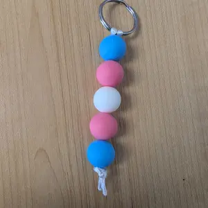 Nylon String Keychains with Colorful Beads