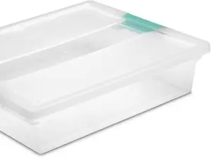 Sterilite Large Aqua Clip Box - Secure Latching Toggles, Transparent Design, Stackable & Space-Saving, Aqua Blue Storage Bin for Organized Storage
