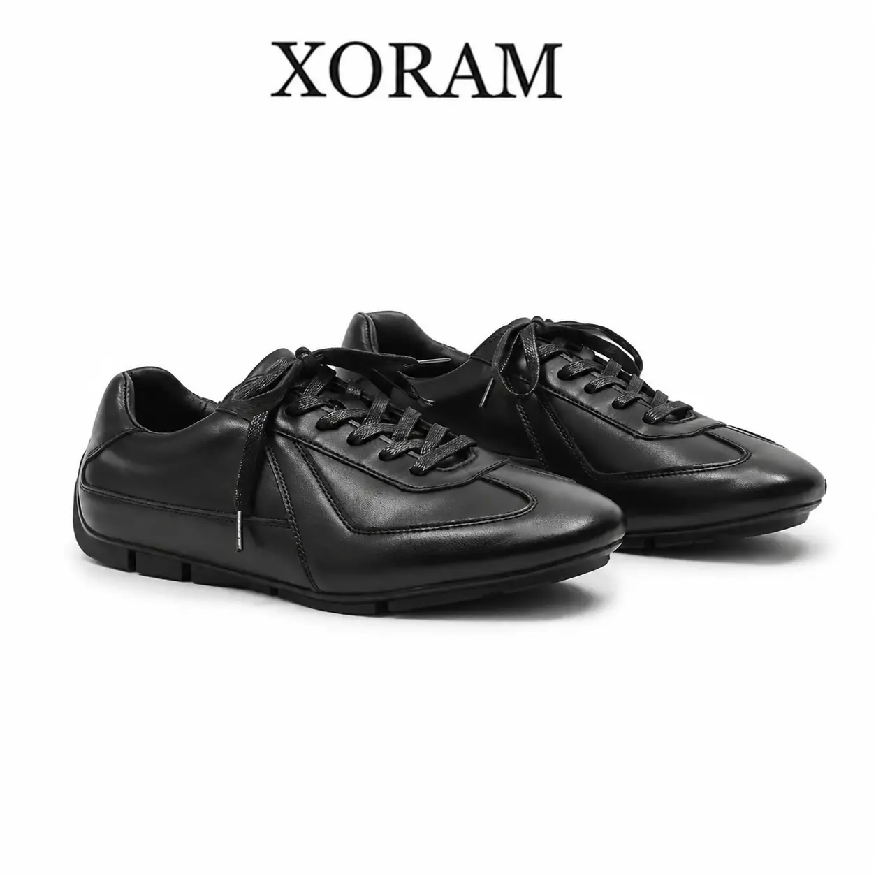 XORAM Flat casual shoes for commuting, lightweight minimalist German training shoes for men, sports jogging shoes, retro hiking shoes, trendy thin casual training shoes, versatile British-style leather shoes 24919