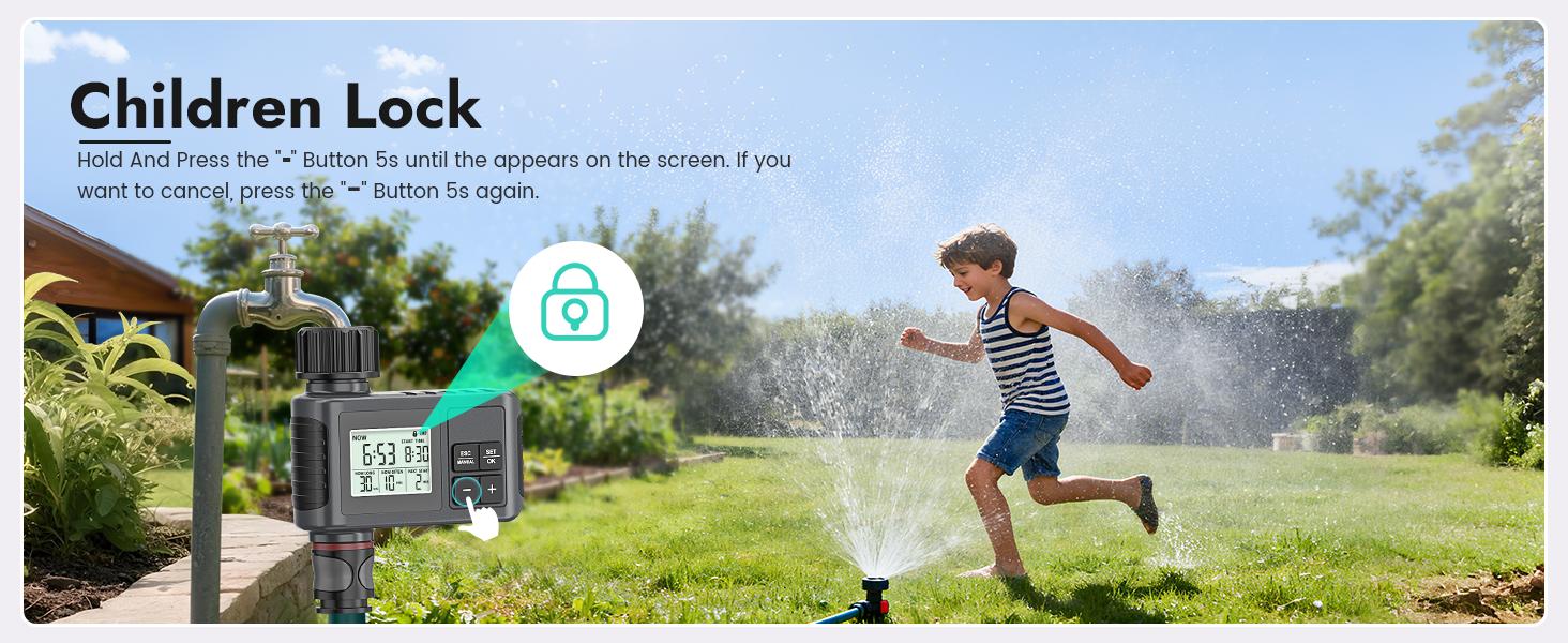 Zone Outdoor Hose Timer | Water Timer for Garden Faucet with Auto/Manual/Rain Delay Mode, Programmable for Lawn, Yard, Irrigation System, Metal, US 3/4" Pipe Diameter, No Electricity or Battery Needed