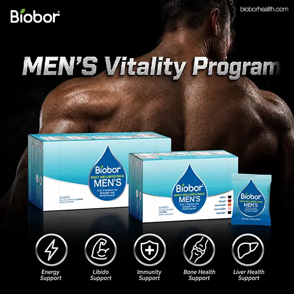 Biobor Men's Adults' 30+ Dietary 5-in-1 Daily Pack Functional Gummies - 30-Day Supply Health & Fitness Supplements, Multivitamins, Energy Boost, Stress Support, Bone Health, Proven-Ingredients, 18-Month Shelf Life, 14-Day Trial Pack