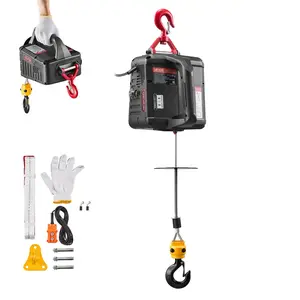 【fathersdaygift】VEVOR 2-in-1 Electric Hoist Winch, 1100 lbs Capacity, 1500W Portable Power Winch Crane, 25 ft Lifting Height, 16.4 ft/min with Manual and Wired Remote Control for Factory, Warehouss, Garage