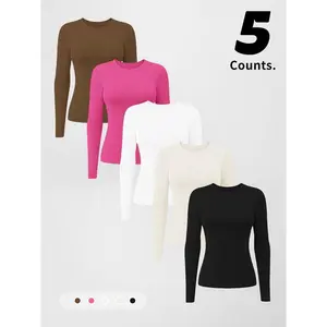 Women's Compression Training Long Sleeve Yoga Shirt, Athletic Top, Moisture-Wicking Fabric, Round Neck Design, Suitable for Sports & Outdoor Activities