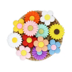 12pcs Flower Silicone Focal Beads - Assorted Sunflower & Daisy Rubber Beads, Ideal for DIY Beadable Pens, Keychains, Jewelry Making, Bracelets, Necklaces & Phone Charms, DIY Mix Beads