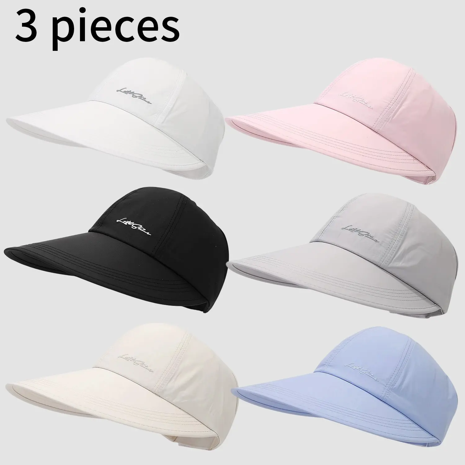 3-Pack UPF Sun Protection Baseball Hat for Men and Women - Lightweight, UV Protection, Adjustable Velcro Closure, Wide Brim Outdoor Sports Hat, Polyester Sports Hat, All-Season Elastic Design