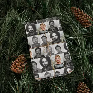 True Crime Wrapping Paper – Dahmer, Gacy, Bundy, Manson – Dark Holiday & Birthday Wrap