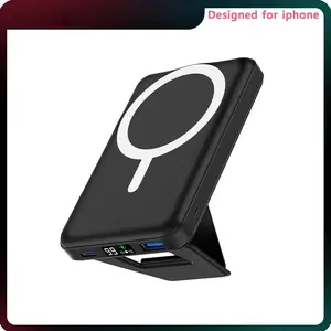 Podoru Wireless Charger with Foldable Stand, 10000mAh for MagSafe Magnetic Portable Battery Pack &USB-C Cable, Compact for iPhone 17/16/15/14/13/12Series