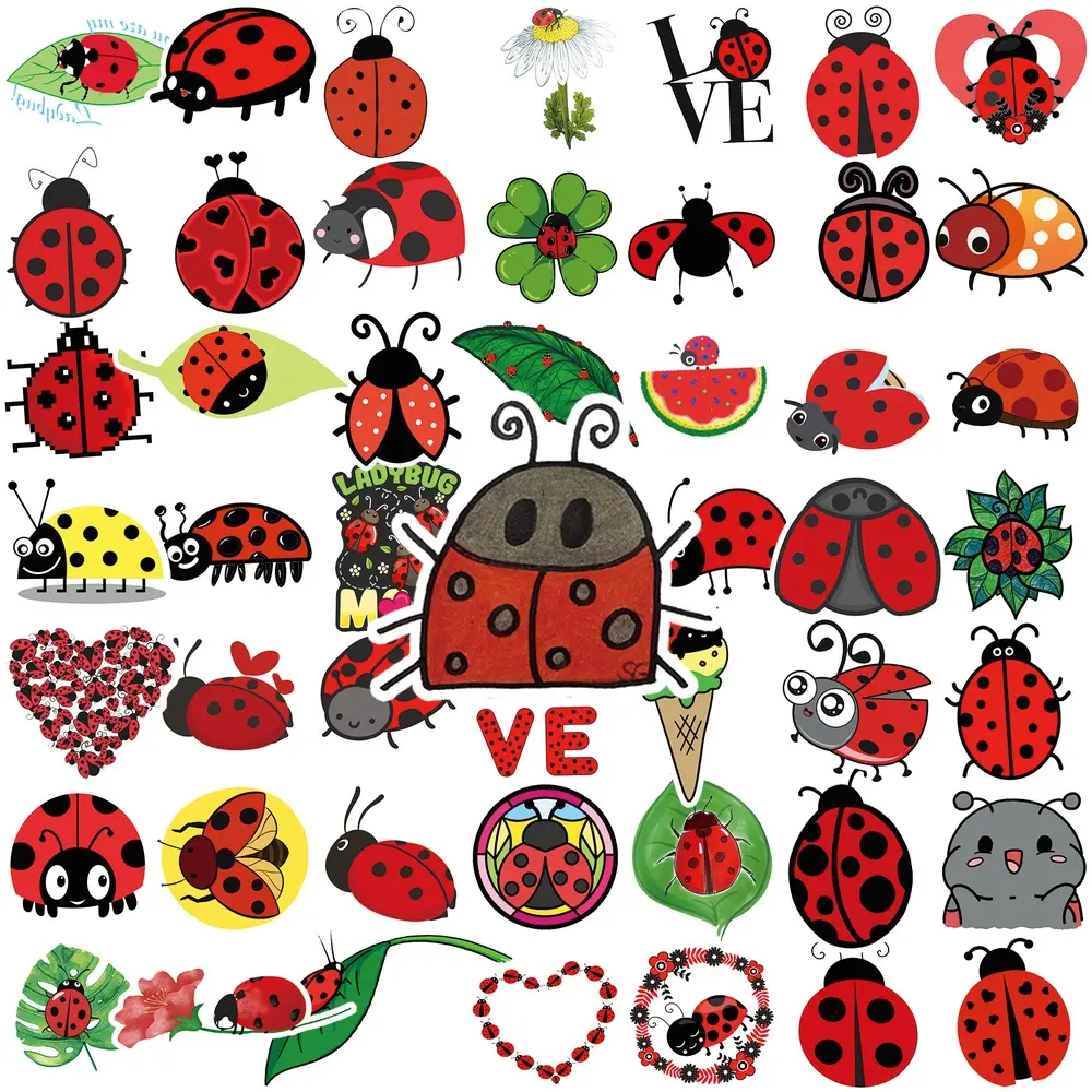 50Pcs Cute Ladybug Stickers, Cartoon Red Ladybug Vinyl Decals, Aesthetic Waterproof Sticker Pack, Lovely Lucky Ladybug Pattern Stickers for Car Window, Water Bottle, Laptop, Skateboard, Gifts for Teens Insect Lovers #LadybugStickers #InsectStickers