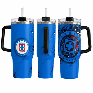 Cruz Azul Inspired Tumbler Bottle - 40oz, 30oz Deportivo Blue Soccer Fan Drinkware, La Máquina Mexico Liga MX Game Day Gift For Fans (Straw Not Included)