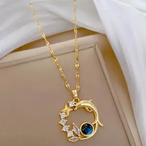 Blue Stone Dolphin Necklace