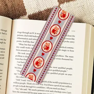 Gingham Teddy Bear Heart - UV Printed Acrylic Bookmark