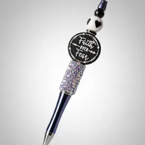 Moonlight Faith Over Fear Beaded Pen with Sparkling Grip and Inspirational Charm