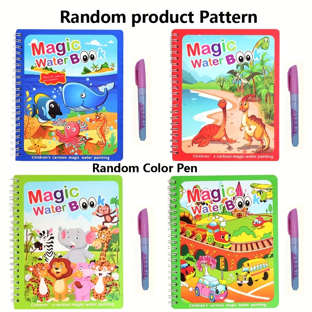 2/4/6/8pcs/set Magic Watercolor Books and Pens, Watercolor Drawing Set For Kids, Drawing Tools, Watercolor Painting Kit for Children, Reusable Water Coloring Art Books for Children Aged 3+, Children's Day Gift, random style and color