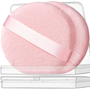 Mothers Day Gift 2Pcs Pink Powder Puff, 4.13Inch Body Powder Puff, for Body Powder Pink