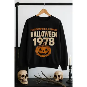 Haddonfield Illinois Halloween 1978 Sweatshirt, T-Shirt Vintage Horror Movie Pullover Micha3l My3rs Inspired Spooky Season Crewneck