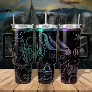 H Potter 20oz - 40oz Tumbler Stainless Steel, Double Wall Insulated, With Handle – Magic Wizard Series Design, Perfect Gift for Fans