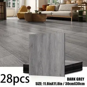 28pcs Luxury Vintage Vinyl Self-Adhesive Floor Tiles, 3D Textured Wood Grain Wallpaper, 29.97x29.97 Cm, Peel and Stick, Removable, Anti-Slip, Waterproof, PVC Material