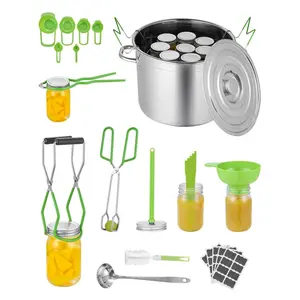 fathersdaygift  VEVOR Canning Supplies Starter Kit, 11 Pieces Stainless Steel Water Bath Canning Kit for Beginners, Canning Tools Set: Pot, Rack, Lid, Ladle, Funnel, Tongs, Jar Lifter, Wrench, Measuring Cup