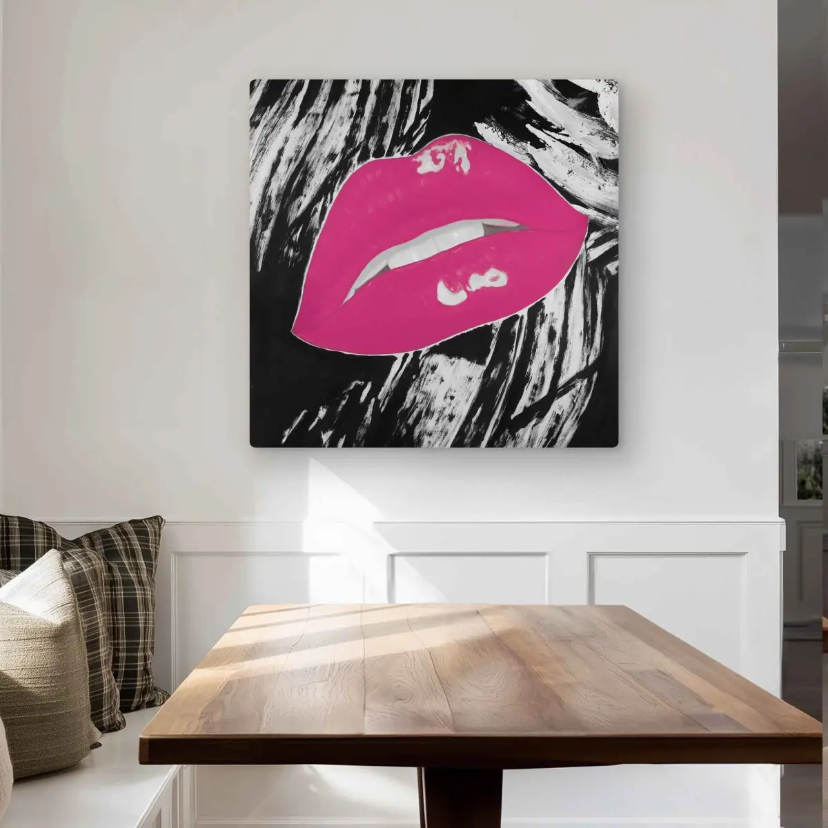 Begin Home Decor C1MP3232JDD3CB 32 x 32 in. Kissable Pink Glossy Lips Wall Art - Bedroom Figurative Metal Print
