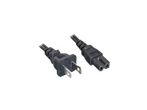 Nippon Labs 18 AWG Polarized US Notebook Power Cord NEMA 1-15P to C7, SPT-2, NEMA1-15P/IEC320 C7, 15 ft. Black Power Cable