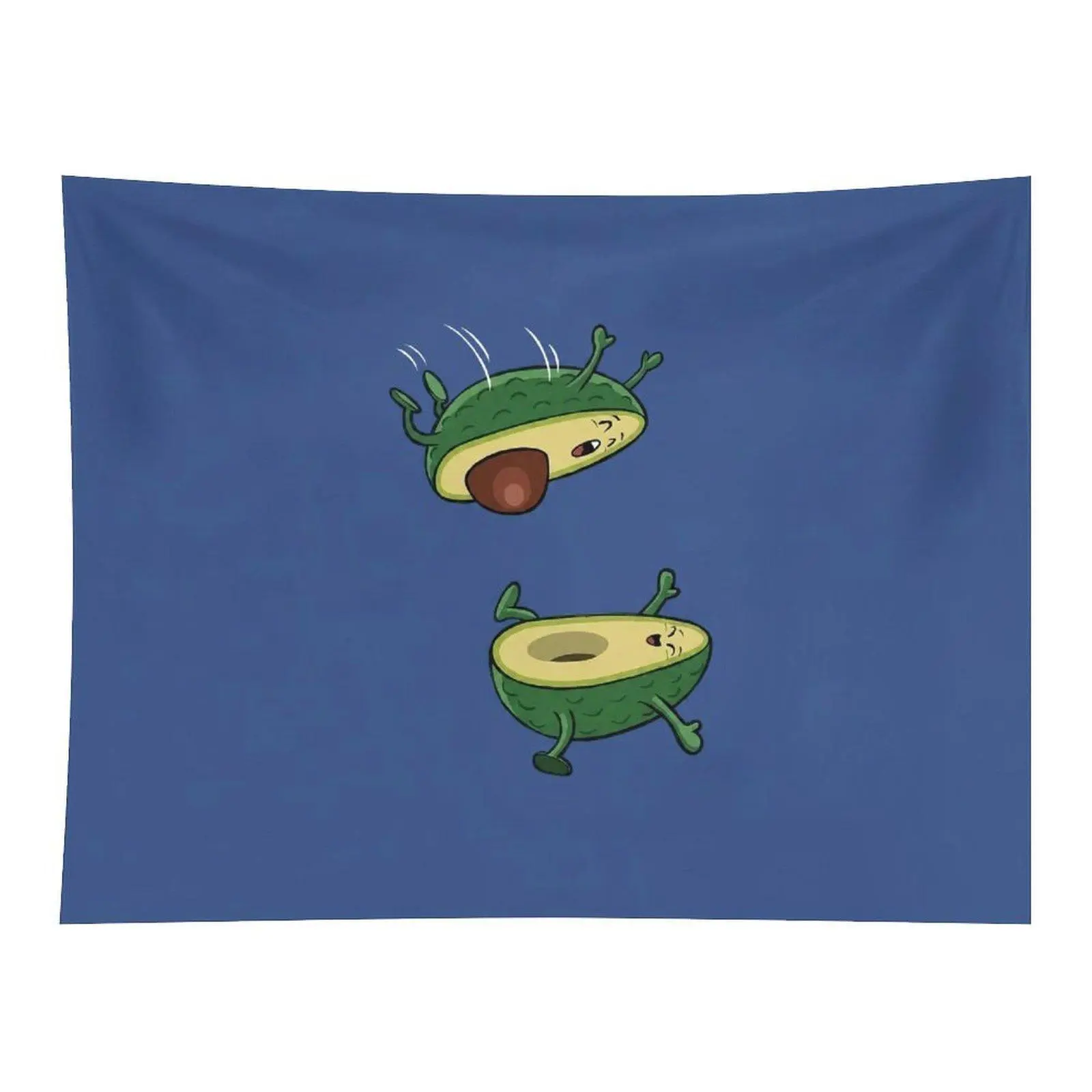 Funny Anthropomorphic Avocado Characters Doing Epic Split Jump Cartoon Wall Tapestry for Dorm Bedroom Home Decor Aesthetic Funny Fruit Art Wall Hanging
