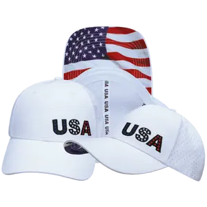 USA 250 Hat - Low Profile - Ponytail - White - Laser Mesh