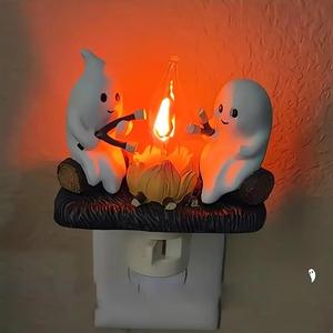ghost design night light, 1 count desktop ornament light, decorative light for home bedroom living room, halloween decor accessories