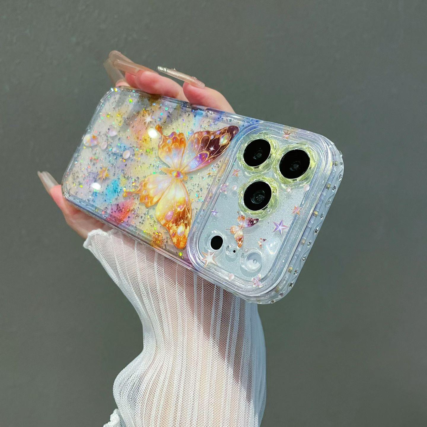 Compatible with iPhone 17 Pro Max/ 16/15/14/13 Shell pattern hand pearl bow phone case-HN312-2