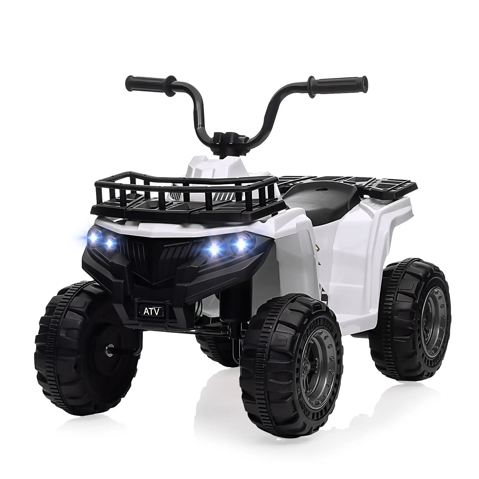 GARVEE 12V Electric Ride-On Quad ATV Ride on Car for 6-8 Years Kids, 18.5 lbs, Bluetooth Audio, LED Headlights, Battery Indicator, Radio, High-Low Speed, 8 Colors Available (Orange,White,Red,Green,Blue,Black,Pink,Purple)