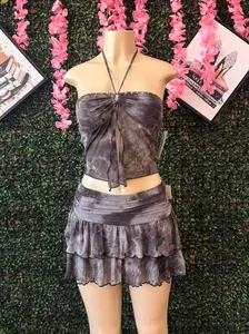 Charcoal Tie-Dye Cyber-Core Matching Set