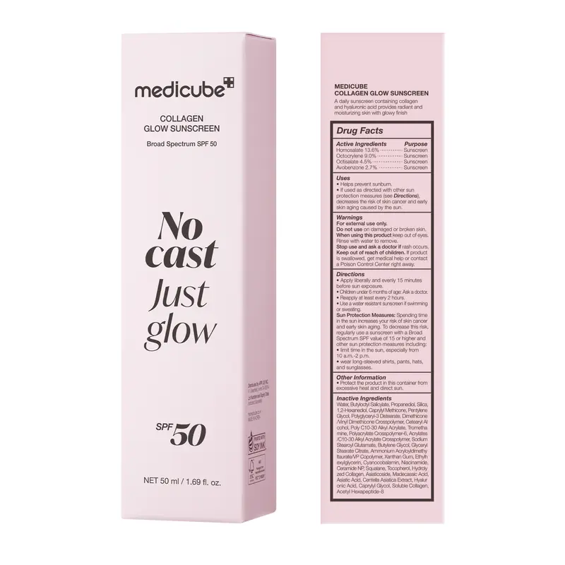 [NEW] [medicube] No Cast Just Glow Collagen Sunscreen | SPF 50 Broad Spectrum Face Sunscreen | Lightweight, Non-Sticky, Hydrating Formula | No White Cast or Residue | Peptide, Cica for Soothing & Natural Glow 6