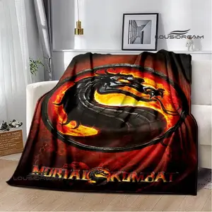 Blanket Mortal Kombat Logo Print and Flannel Warm Soft Comfortable Home Travel Birthday Gift