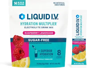 Liquid I.V. Hydration Multiplier Sugar-Free - Raspberry Lemonade | Electrolyte Powder Drink Mix | 1 Pack (14 Servings)