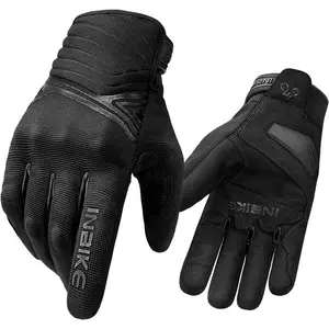 Waterproof Winter Motorcycle Gloves Thermal Fleece Touchscreen with TPR Palm Pad Cushioning Hard Knuckle Black Medium