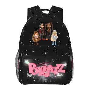 BRATZ all-over print large-capacity laptop backpack for daily commuting, business, hiking, cartoon casual merch, travel daypack, school bag—gift for kids, women, and men