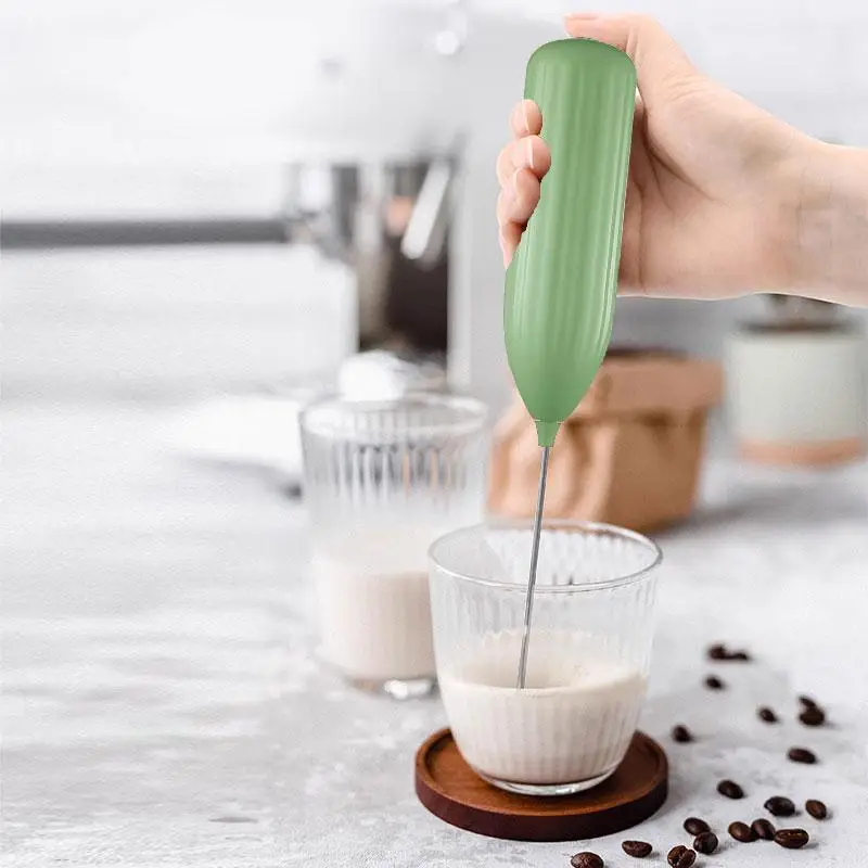 Lalayuan Electric Milk Frother, Battery Required Handheld Electric Whisk for Coffee, Cappuccino, Portable Foam Maker, Stainless Steel Drink Mixer, Hou