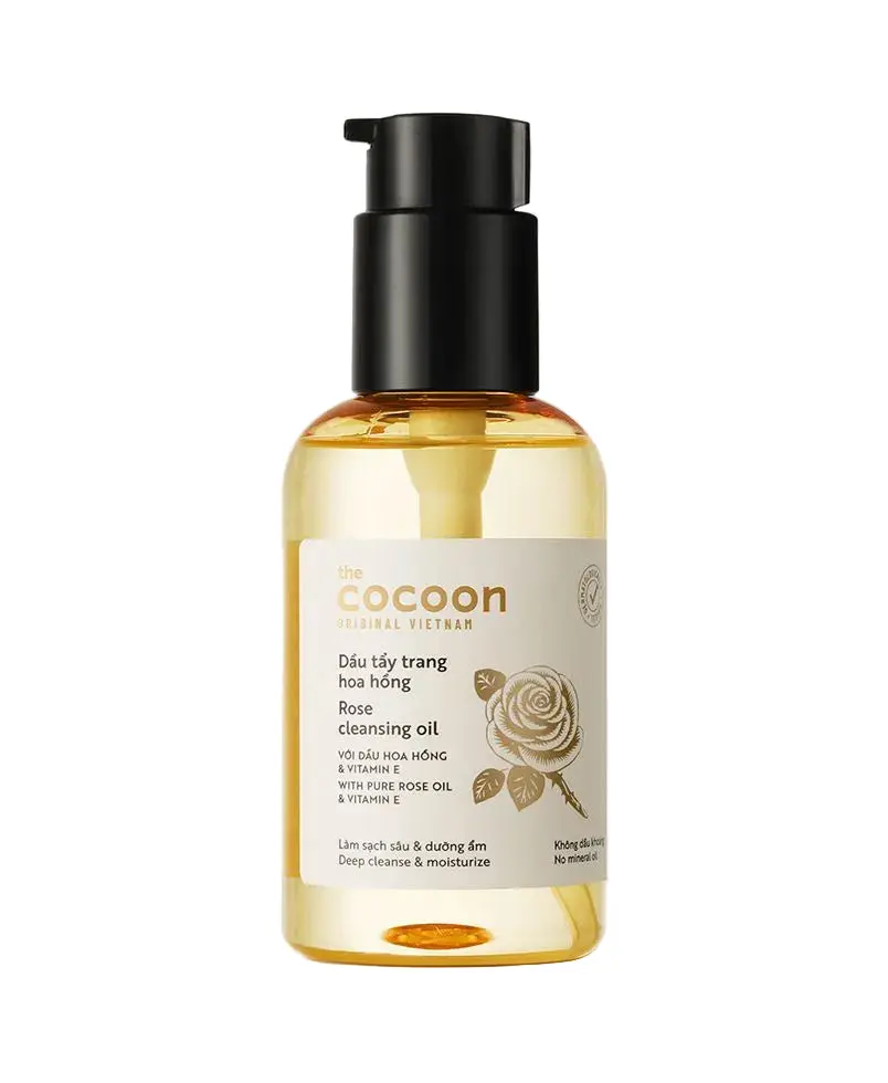 Cocoon Rose Flower Cleansing Oil Cleanser - Gentle, Hydrating, Lightweight Makeup Remover, Moisturizing
