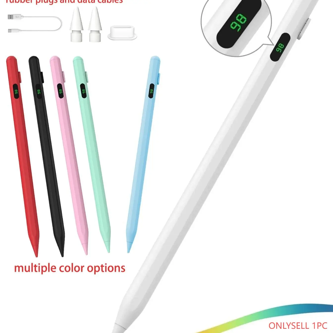 Active Capacitive Pen for iPad 2018-2026, Multi-Color Anti-Palm Touch Screen Stylus, Magnetic Attachment, USB, Ideal Gift for Boys Girls, Digital Pen, Smart Pen, Stylus Pen for Touchscreen, Stylus Pens for Touch Screens, Tablet Stylus