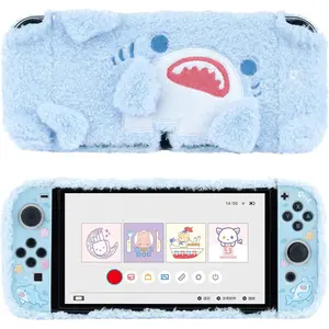 Z-RGP15  Cute Plush Protective Case Cover - Shock-Absorption and Anti-Scratch Skin Case Compatible with Switch OLED Model - Plush Shark
