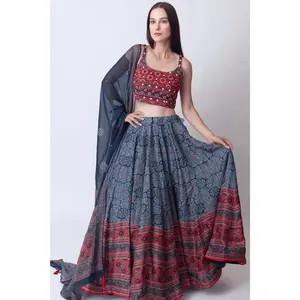 Aurora Lehenga with Embroidered Blouse Chiffon Dupatta