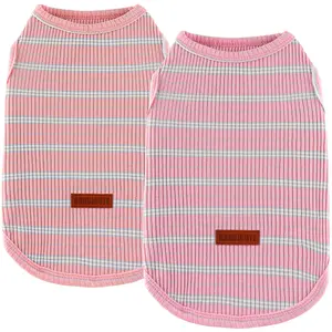 BAOBICUTE Ribbed Striped Lightweight Dog Vest, Pet Shirt for Puppies (Dog & Cat Clothing, Pet Supplies Sweater)