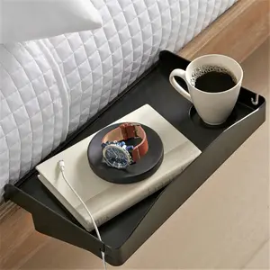 Modern Innovations Bedside Shelf for Bed  Clip-On Nightstand Tray with Cord and Cup Holder