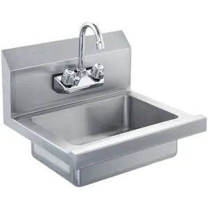 VEVOR Commercial Hand Sink with Faucet, Stainless Steel Sink for Washing, Small Hand Washing Sink, Wall Mount Hand Basin, Utility Sink for Restaurant, Kitchen, Bar, Garage and Home, 17 x 12.8 inch