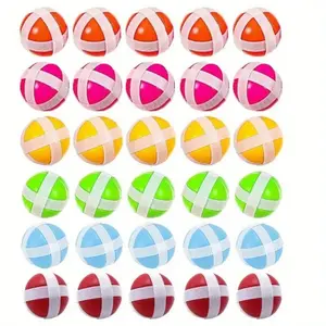 30-Pack Sticky Hook and Loop Balls for Fabric Dart Board, 1.34" Diameter - 6 Colors, Includes Storage Bag, Safe Indoor/Outdoor Sports Game for Adults Teens Party
