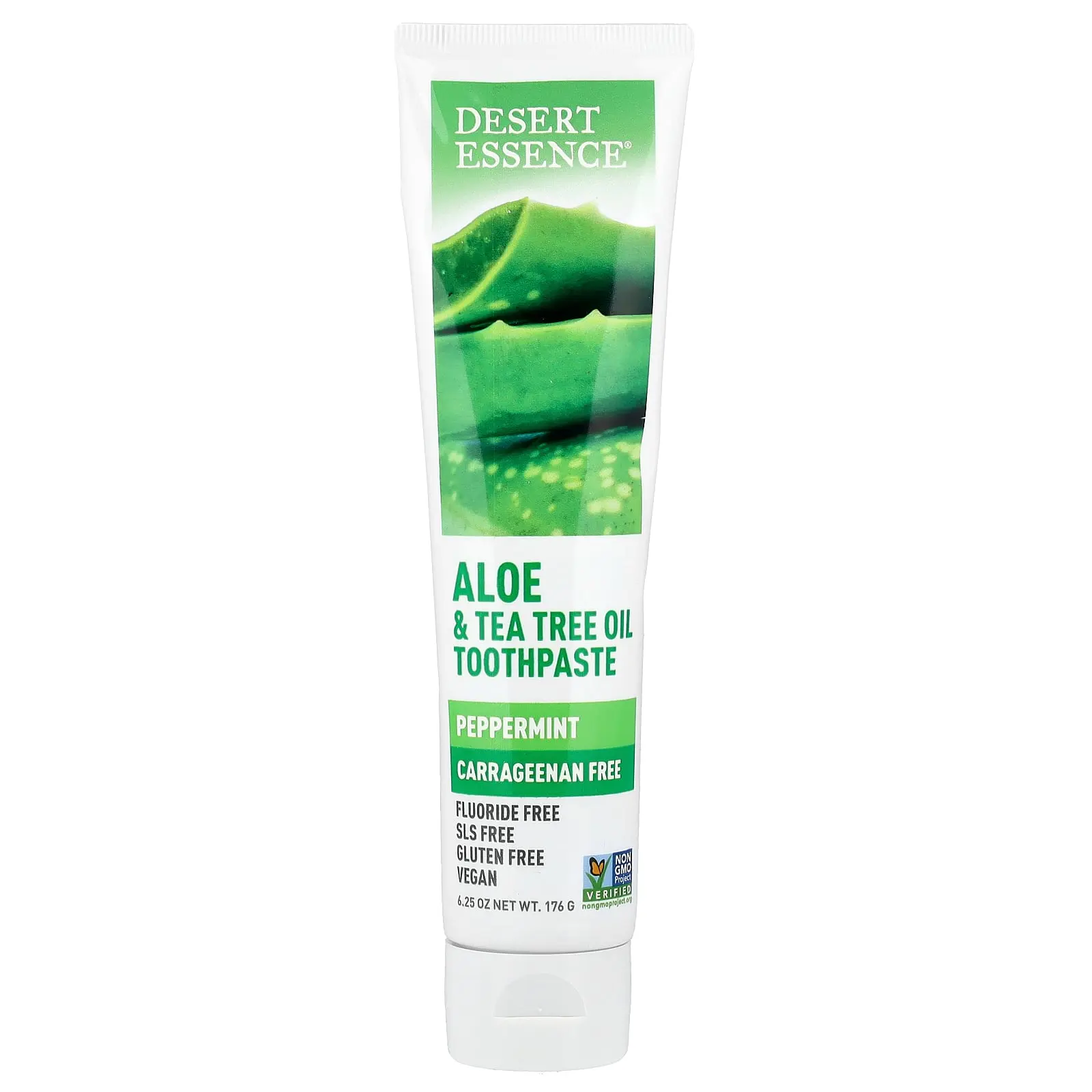 Desert Essence Aloe & Tea Tree Oil Toothpaste, Peppermint, 6.25 oz (176 g)